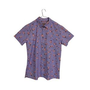 Retro Rifle Button Down Mens Large Purple NVG Night Vision Owl Short Sleeve